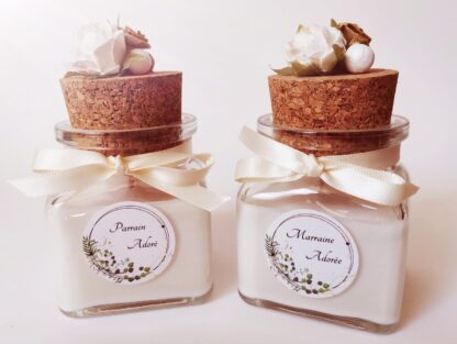 Lot de 2 bougies Marraine et Parrain – Image 2
