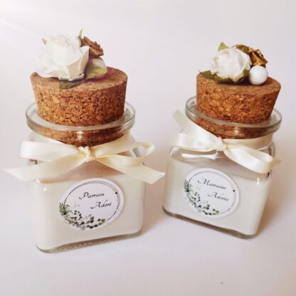 Lot de 2 bougies Marraine et Parrain